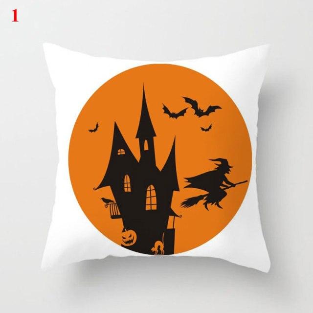 Halloween Cushion Cover Soft Linen Pillow Case Sofa Decoration Pumpkin Printed Pillow Case Orange And Black Pillow Cover For Living Room Car Pillowcase Home Supplies Stevvex