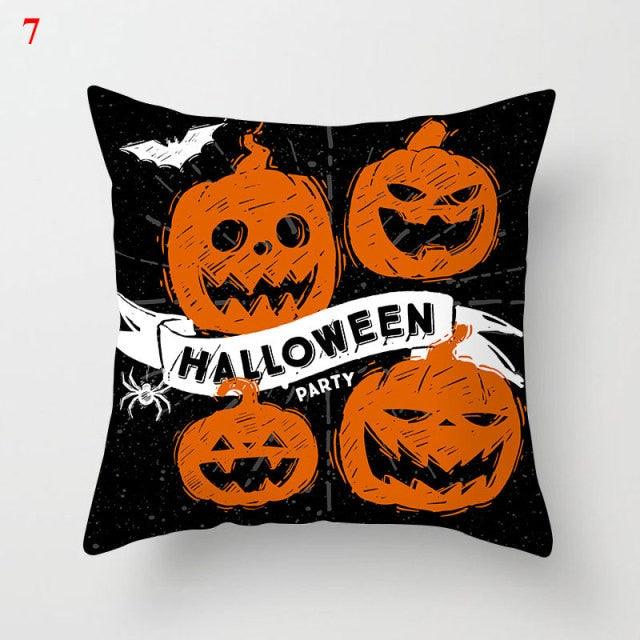 Halloween Cushion Cover Soft Linen Pillow Case Sofa Decoration Pumpkin Printed Pillow Case Orange And Black Pillow Cover For Living Room Car Pillowcase Home Supplies Stevvex