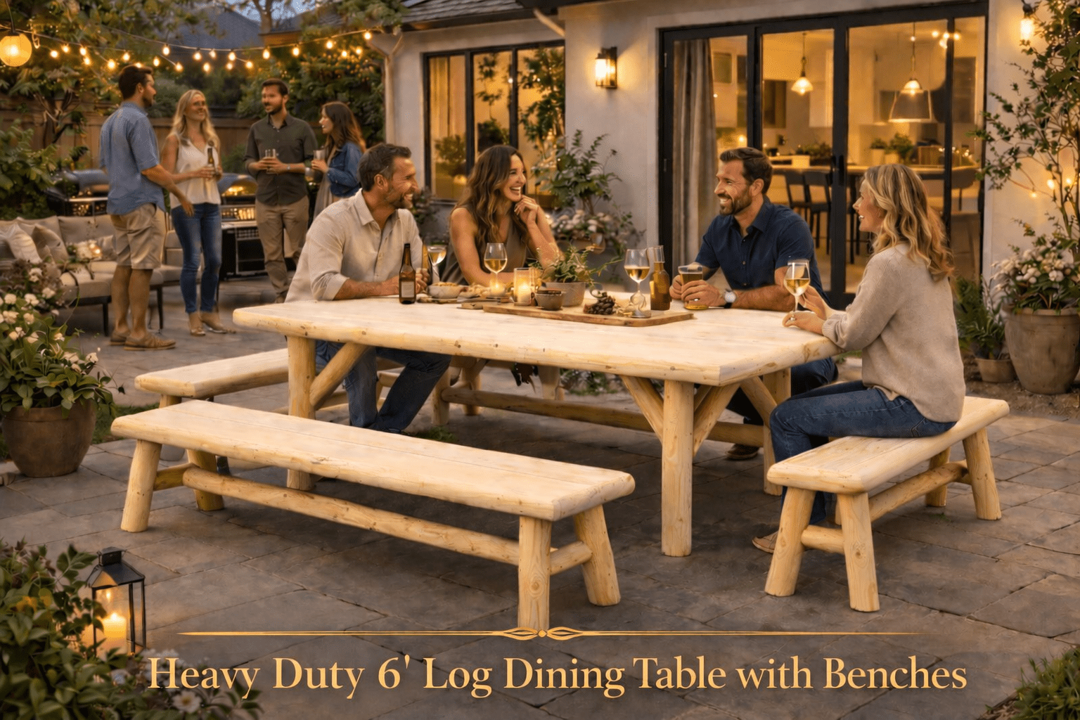 Handmade Rustic Outdoor Picnic Table