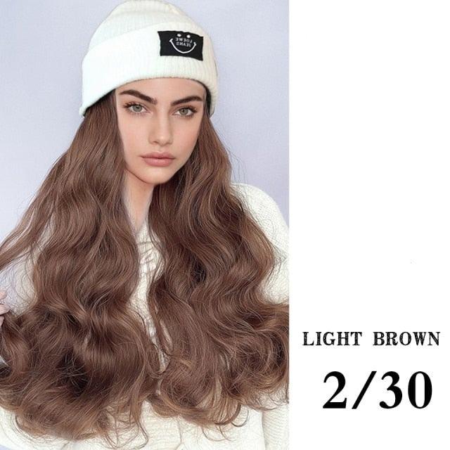 Hat Wig For Women Synthetic Long Wavy Wigs Autumn Winter Fashion  Knitted Cap Hair Wig Hair Extensions Wigs For Black Women Cosplay Wigs For Women Stevvex