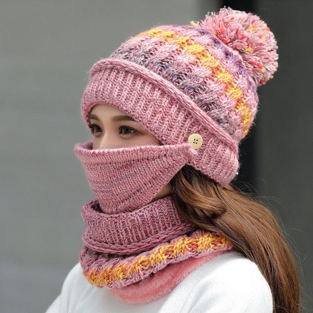 Hat Winter Mask balaclava Hat for girls Scarf Thick Warm Fleece Inside Knitted Hat Thick Mask Warm Full Face Scarf Winter Hats Hiking Face Scarf Balaclava Helmet Liner Cap Soft Sport Reusable Headgear Winter Fishing Warm Mask Stevvex