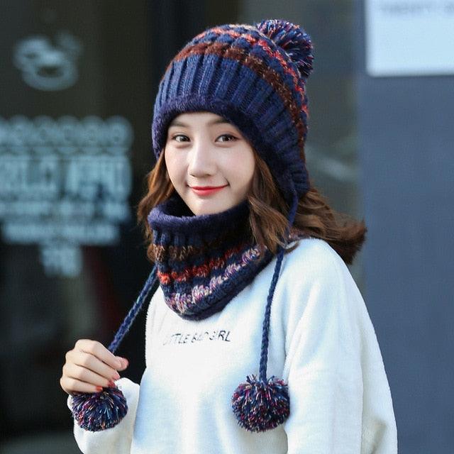 Hat Winter Mask balaclava Hat for girls Scarf Thick Warm Fleece Inside Knitted Hat Thick Mask Warm Full Face Scarf Winter Hats Hiking Face Scarf Balaclava Helmet Liner Cap Soft Sport Reusable Headgear Winter Fishing Warm Mask Stevvex