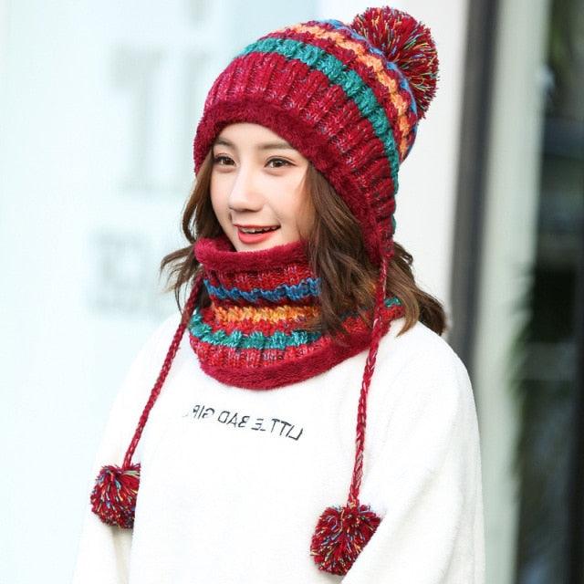 Hat Winter Mask balaclava Hat for girls Scarf Thick Warm Fleece Inside Knitted Hat Thick Mask Warm Full Face Scarf Winter Hats Hiking Face Scarf Balaclava Helmet Liner Cap Soft Sport Reusable Headgear Winter Fishing Warm Mask Stevvex