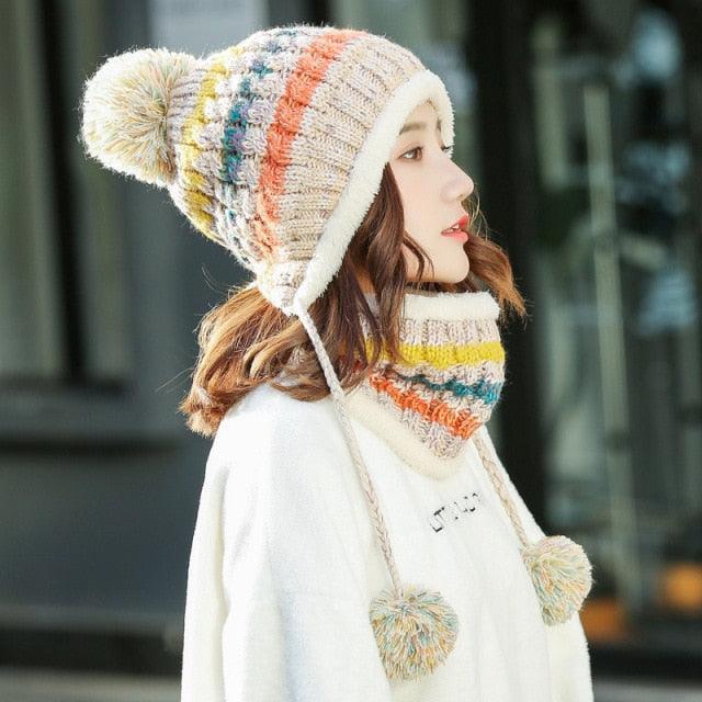 Hat Winter Mask balaclava Hat for girls Scarf Thick Warm Fleece Inside Knitted Hat Thick Mask Warm Full Face Scarf Winter Hats Hiking Face Scarf Balaclava Helmet Liner Cap Soft Sport Reusable Headgear Winter Fishing Warm Mask Stevvex