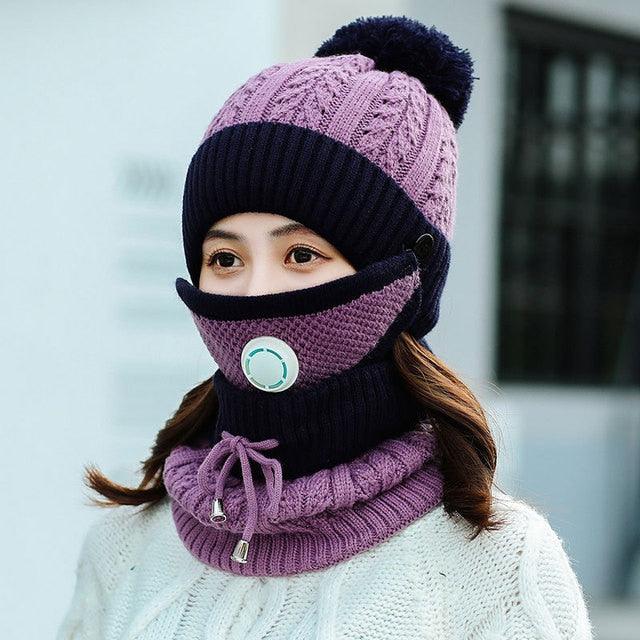 Hat Winter Mask balaclava Hat for girls Scarf Thick Warm Fleece Inside Knitted Hat Thick Mask Warm Full Face Scarf Winter Hats Hiking Face Scarf Balaclava Helmet Liner Cap Soft Sport Reusable Headgear Winter Fishing Warm Mask Stevvex