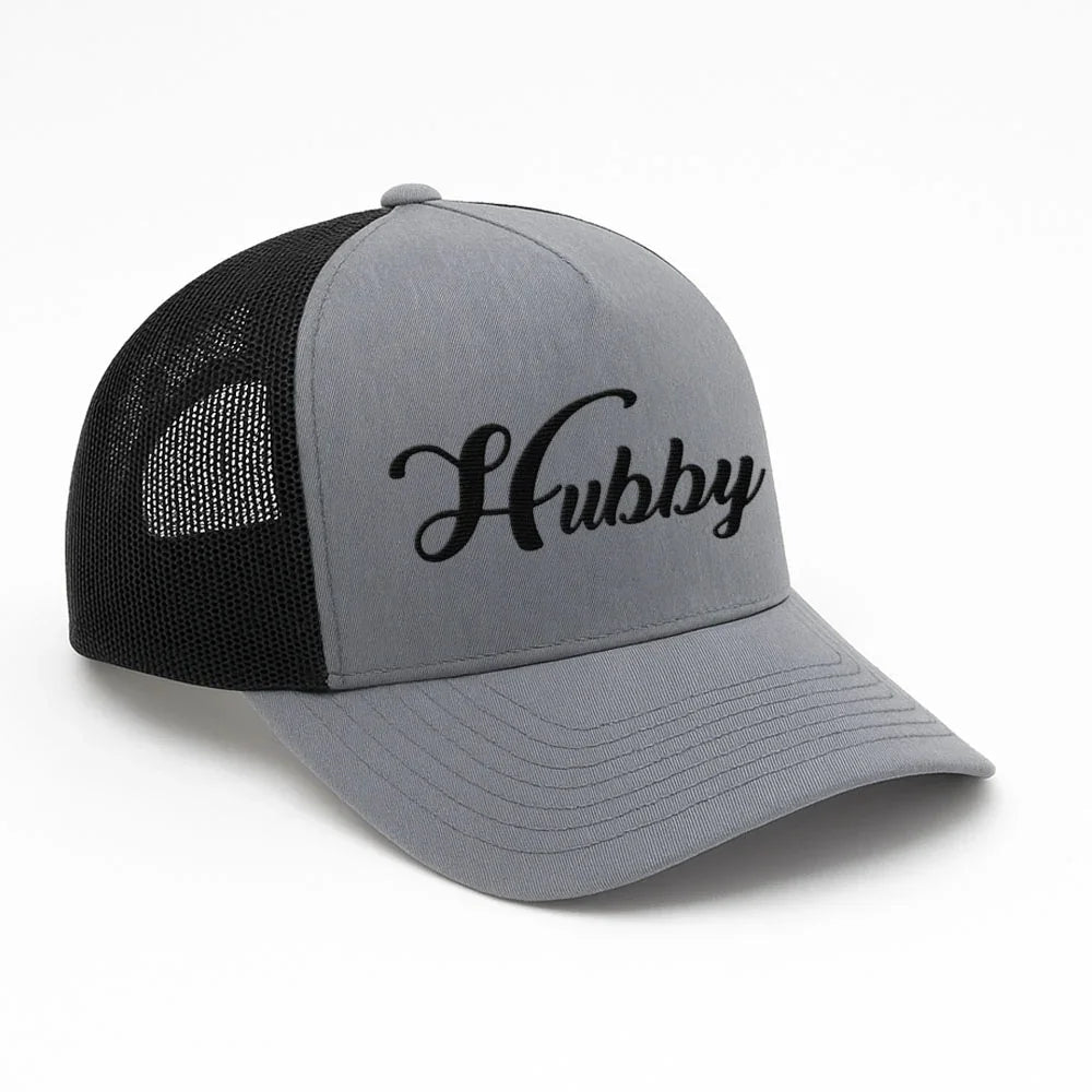 Embroidered Hubby Trucker Hat – Classic Mesh Cap for Wedding or Anniversary Adorb Custom Tees