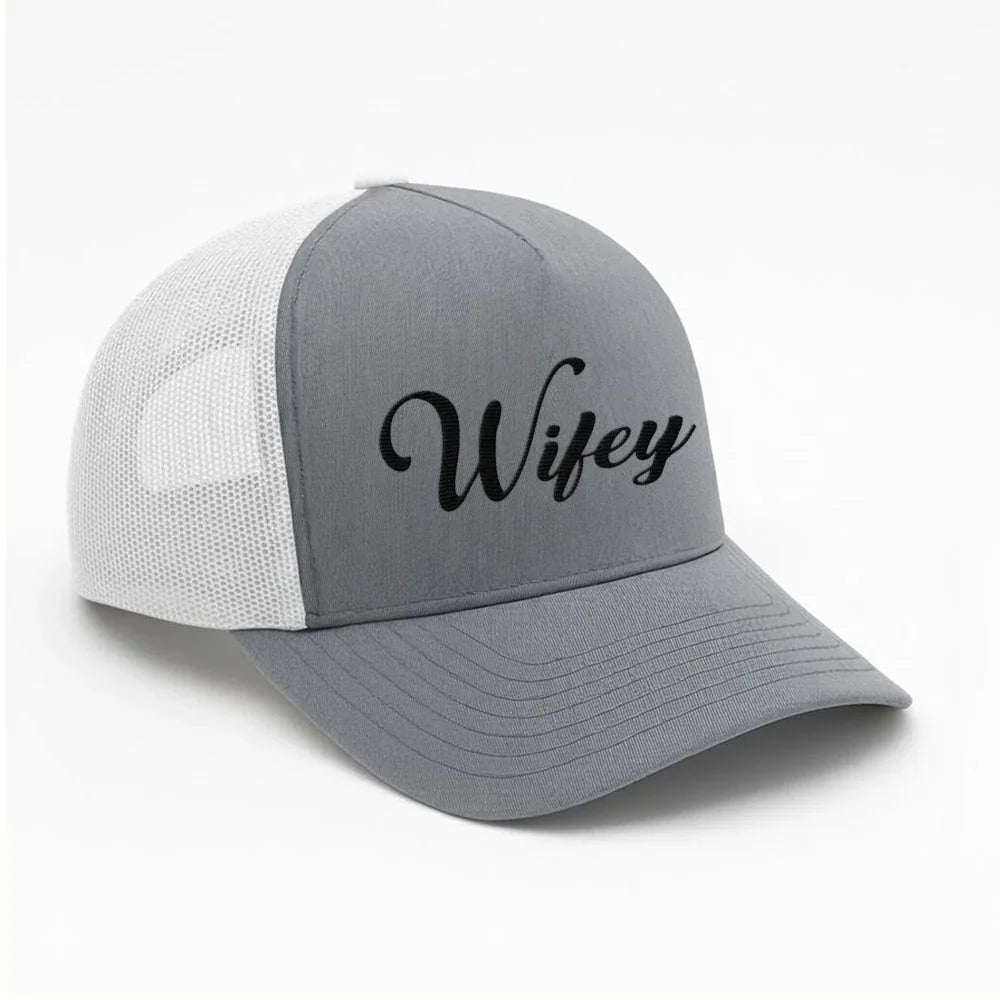 Embroidered Wifey Trucker Hat – Classic Mesh Cap for Wedding or Anniversary Adorb Custom Tees