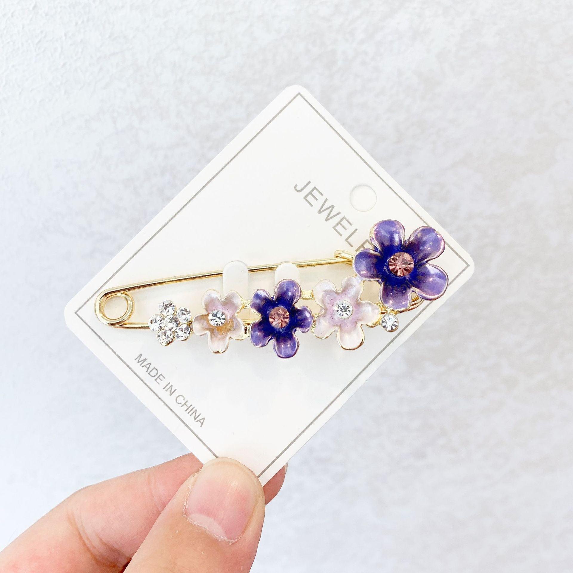 High-end Safety Pins For Women Flower Pin Crystal Rhinestones Safety Pins Woman Jewelry Accessories Hijab Scarf Clip Buckles Stevvex