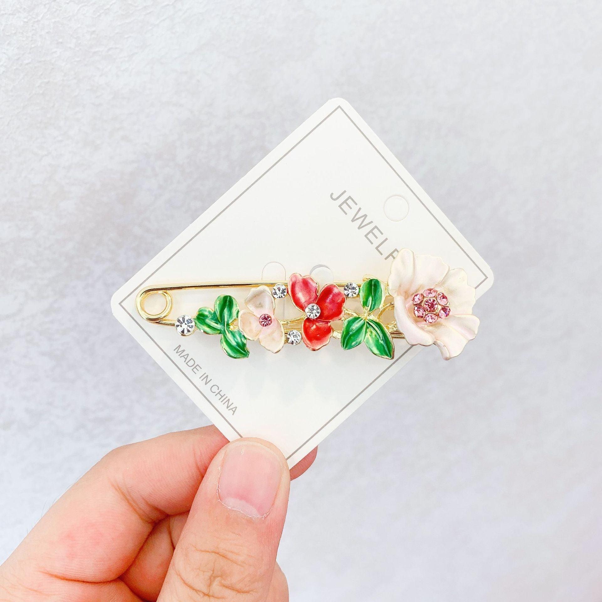 High-end Safety Pins For Women Flower Pin Crystal Rhinestones Safety Pins Woman Jewelry Accessories Hijab Scarf Clip Buckles Stevvex