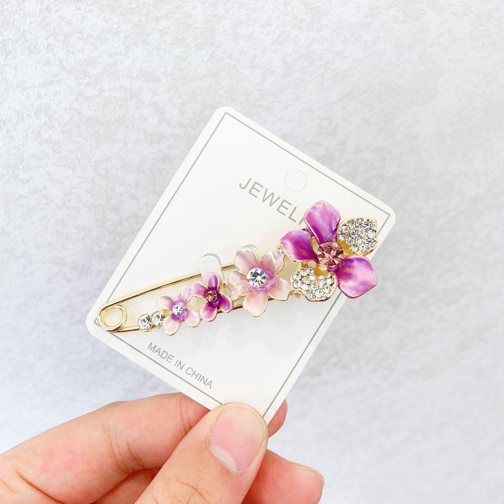 High-end Safety Pins For Women Flower Pin Crystal Rhinestones Safety Pins Woman Jewelry Accessories Hijab Scarf Clip Buckles Stevvex