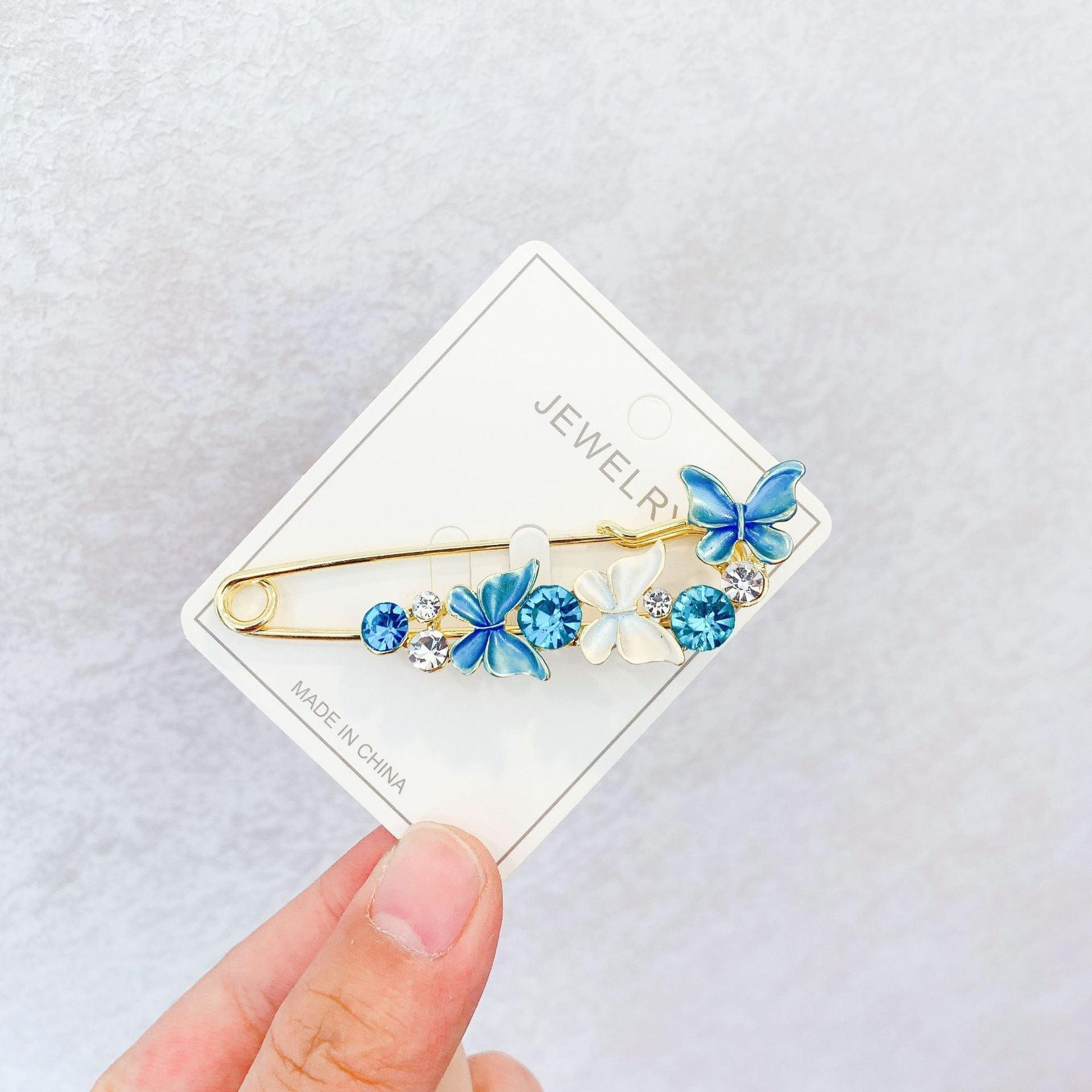 High-end Safety Pins For Women Flower Pin Crystal Rhinestones Safety Pins Woman Jewelry Accessories Hijab Scarf Clip Buckles Stevvex