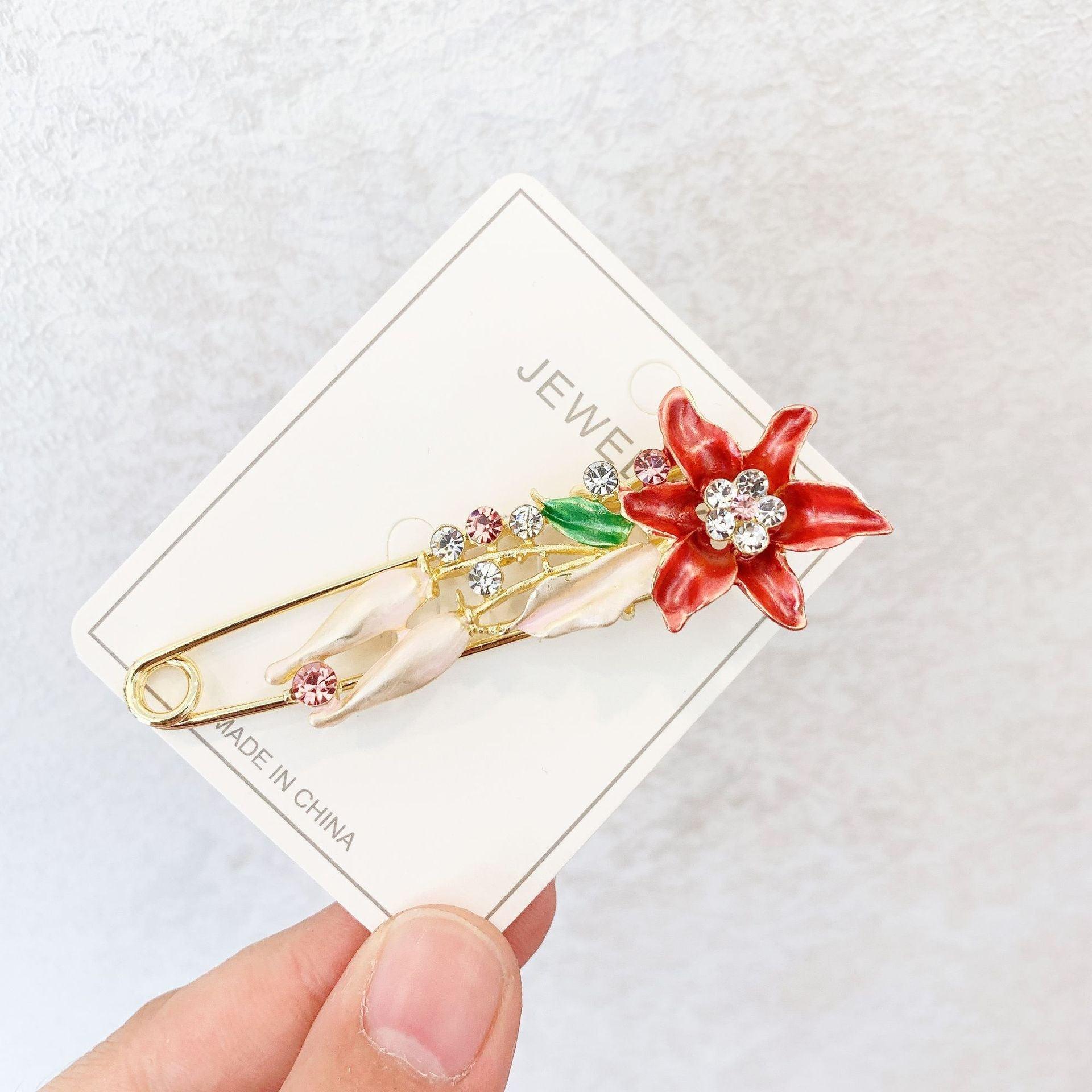High-end Safety Pins For Women Flower Pin Crystal Rhinestones Safety Pins Woman Jewelry Accessories Hijab Scarf Clip Buckles Stevvex