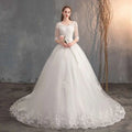 High Waist Lace Wedding Dress Trailing