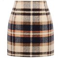 High Waist Plaid Tight Pencil Wool Mini Skirt