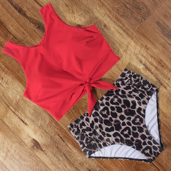 High Waist Swimsuit Bikini Push Up Swimwear Women Bathing Suit Female Bikini Set Leopard Swim Suit Beachwear Women's High Waist Swimsuit 2 Piece Bathing Suits Bikini Stevvex