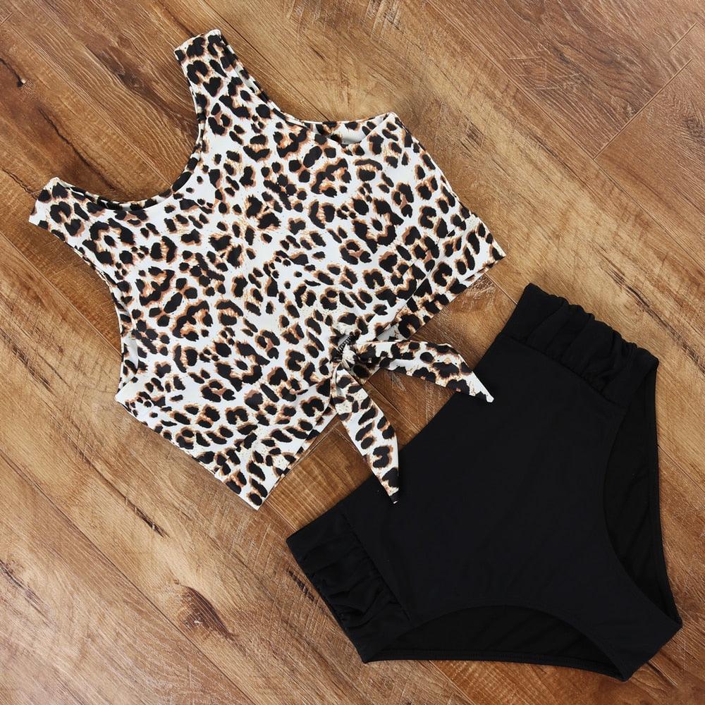 High Waist Swimsuit Bikini Push Up Swimwear Women Bathing Suit Female Bikini Set Leopard Swim Suit Beachwear Women's High Waist Swimsuit 2 Piece Bathing Suits Bikini Stevvex