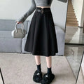 High Waist Woolen Umbrella Skirt with Belt