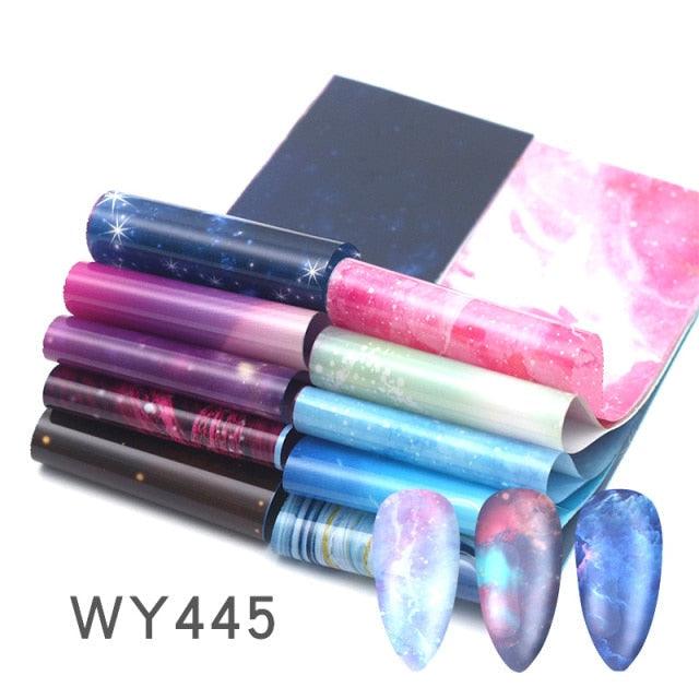 Holographic Nail Foil Transfer Set Sticker Decal Nail Art Foils Designer Marble Nail Decoration Sliders Wraps Manicure  Women Kids Girls Manicure Decoration Nail Art Supplies 3D Self-Adhesive Nail Decals Designer Nail Stickers for Acrylic Nails