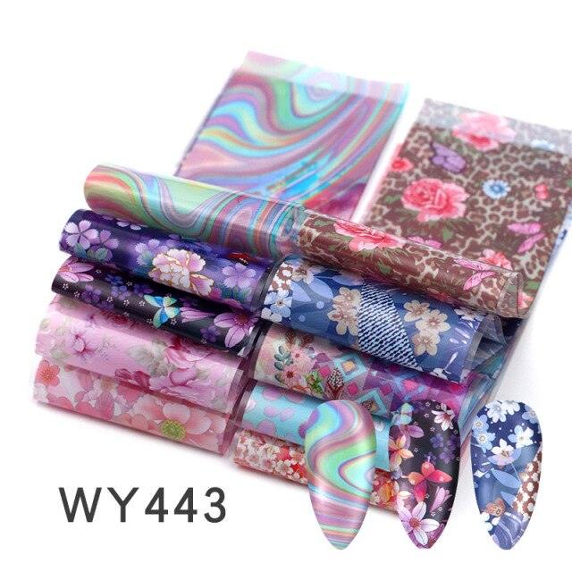 Holographic Nail Foil Transfer Set Sticker Decal Nail Art Foils Designer Marble Nail Decoration Sliders Wraps Manicure  Women Kids Girls Manicure Decoration Nail Art Supplies 3D Self-Adhesive Nail Decals Designer Nail Stickers for Acrylic Nails
