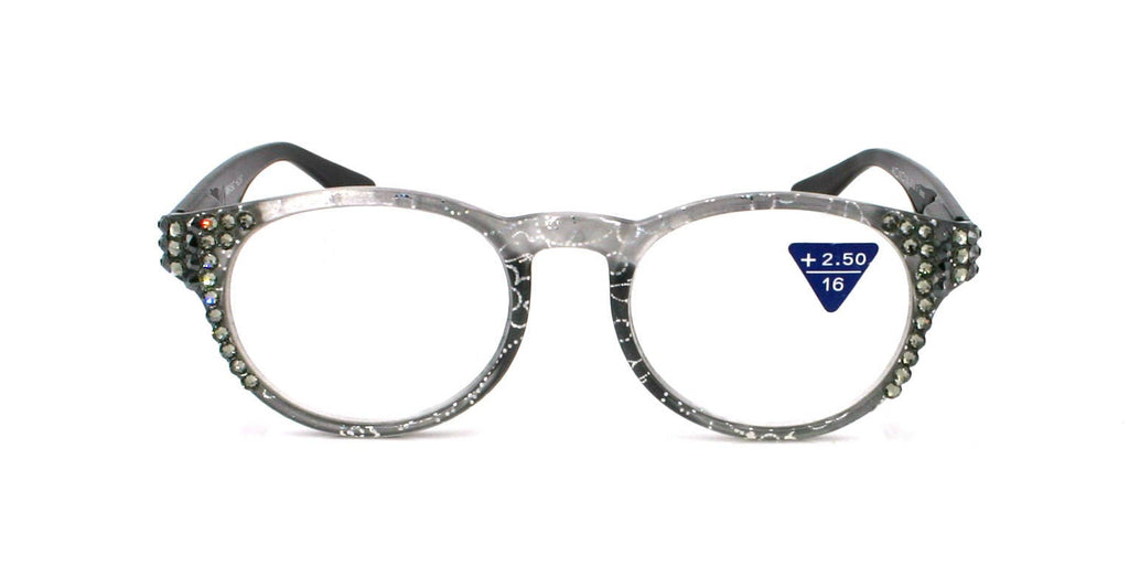 Grace, (Bling) Reading Glasses for Women W (Black Diamond, Hematite) Genuine European Crystals (Metallic Silver, Black)  NY Fifth Avenue