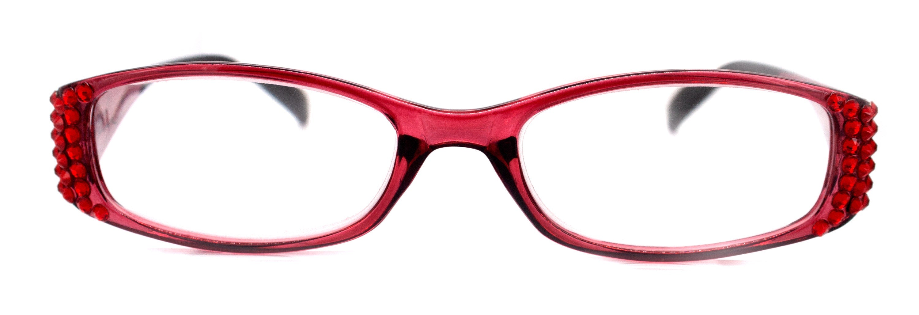 Ivy, (Bling) Reading for Women Adorned W (L. Siam)   +1.50..+3 Magnifying Reader, Clear Translucent (Red) NY Fifth Avenue.