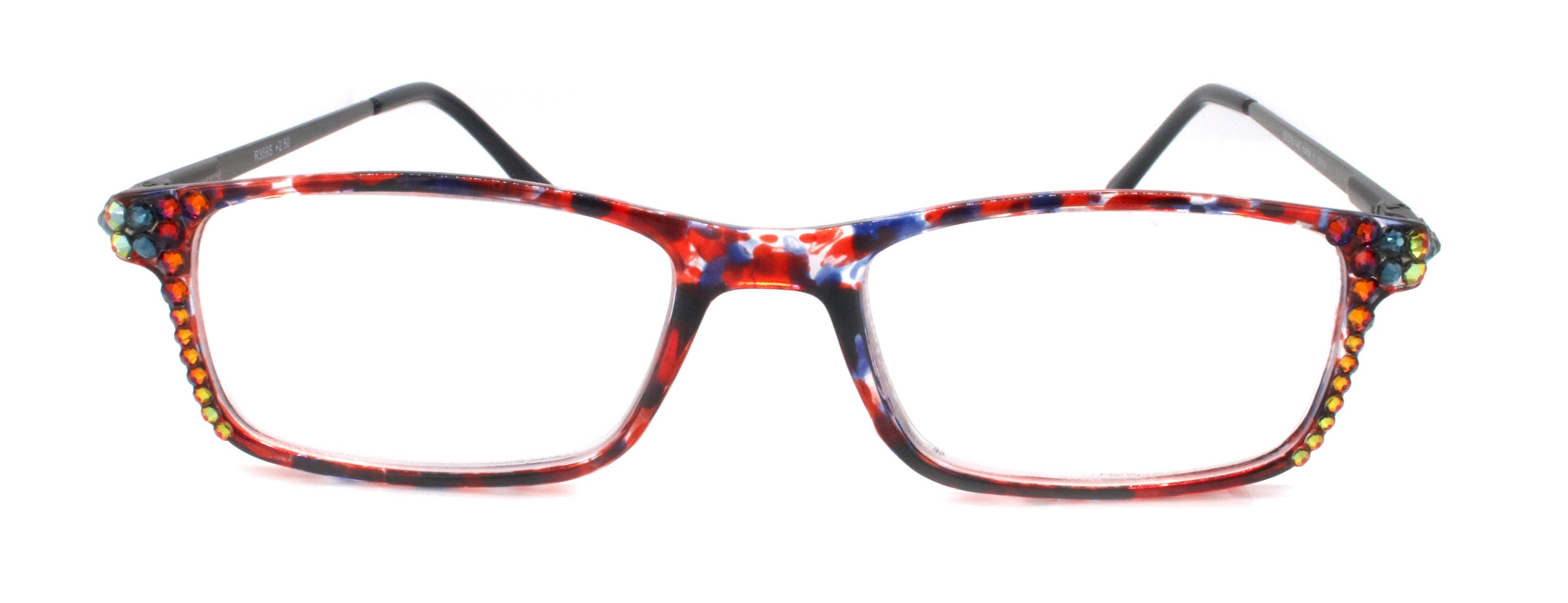 Vienna, (Bling) Women Reading Glasses W (Volcano, Montana Blue)   +1.25 +3 (Tortoise Shell + Red) Frame. NY Fifth Avenue