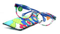 Versailles, (Premium) Reading Glasses High End Readers +1.25 .. +3.00 (Blue, Red Floral) Round Optical Frames. NY Fifth Avenue.