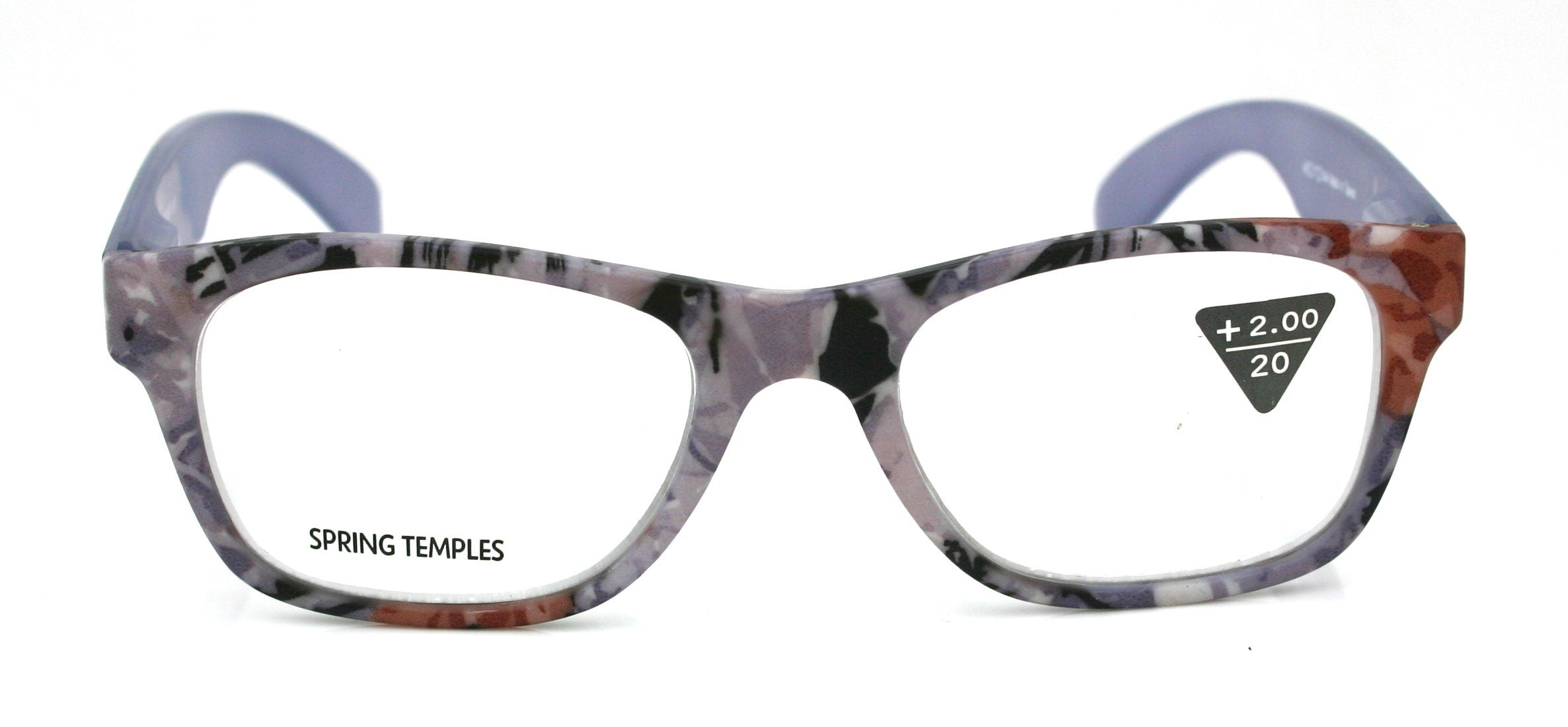 The Forester, (Premium) Reading Glasses, High End Reader +1.25 to +3 Magnifying Square Style (Blue Camouflage) Frame. NY Fifth Avenue