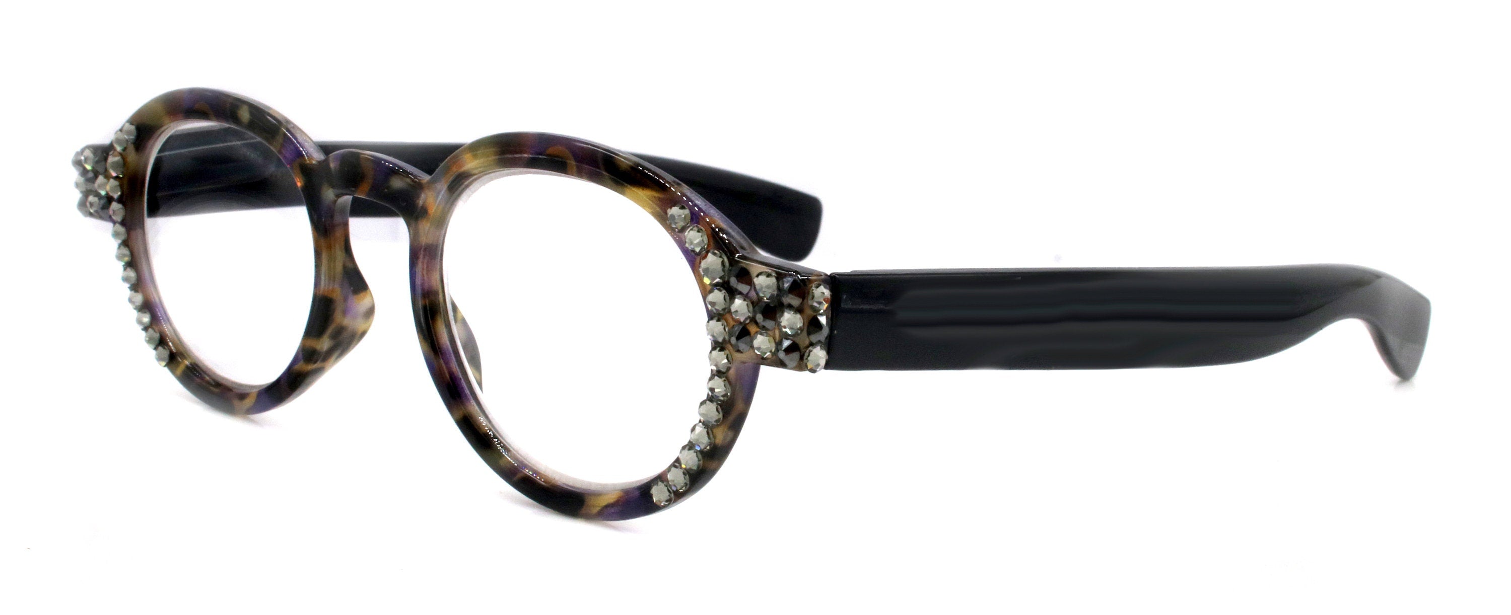 Celeste, (Bling) Reading Glasses Women W (Black Diamond, Hematite) Genuine European Crystals  (Black, Tortoise Shell) NY Fifth Avenue.