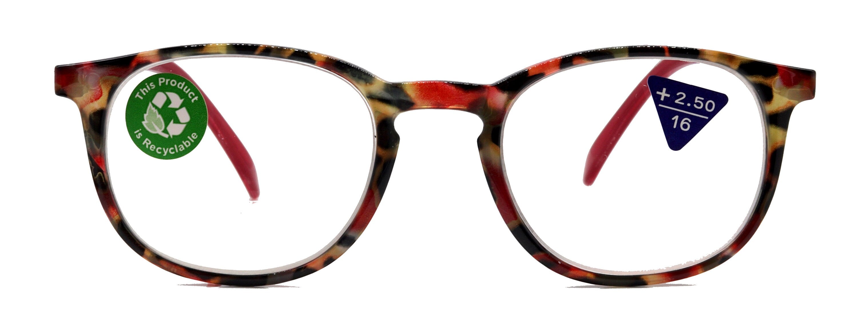 Ella, (Premium) Reading Glasses Round. High End Readers Modern Circle Style (Red) Brown Tortoiseshell +1.25..+3 Magnifying NY Fifth Avenue
