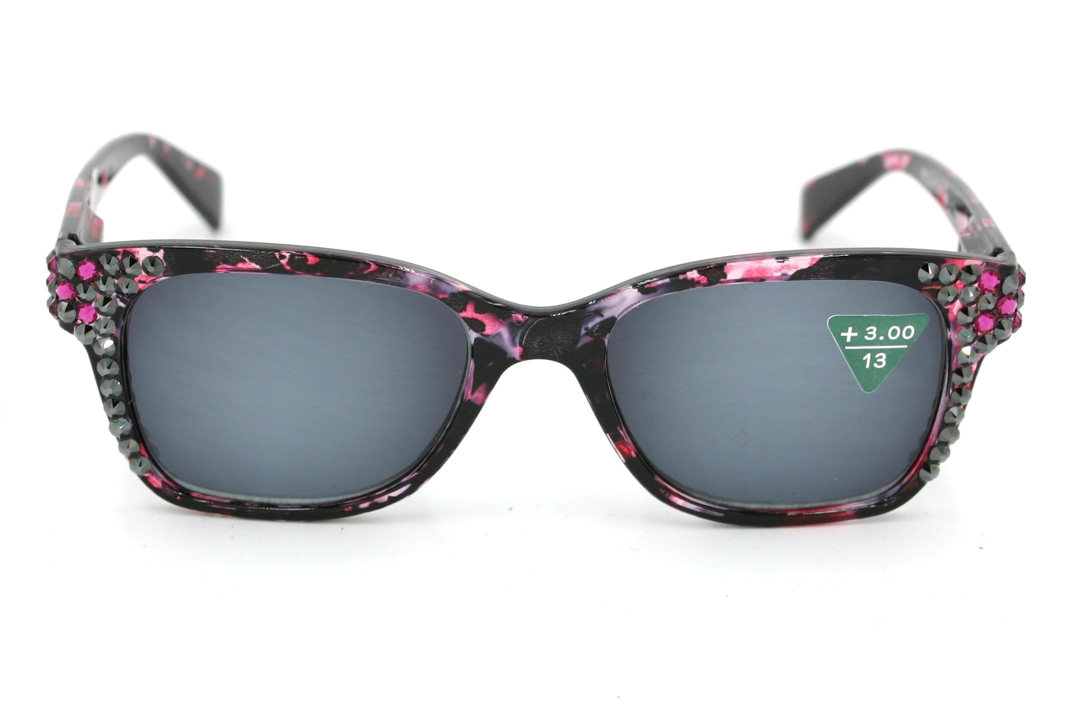 Oasis, (Bling) Sun Readers (No Bifocal) W (Hematite, Fuchsia) Genuine European Crystals   (Pink) Tortoiseshell. NY Fifth Avenue