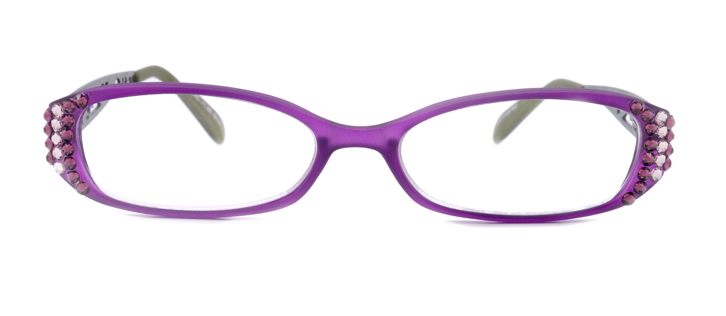 Phoenicia, (Bling) Women Reading Glasses W (Amethyst, Light Amethyst)Genuine European Crystals   (Filigree Temple) NY Fifth Avenue.