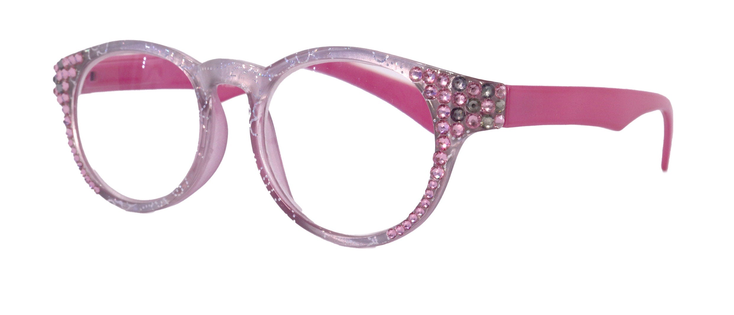 Grace, (Bling) Reading Glasses for Women W (Light Rose, Black Diamond)  Genuine European Crystals (Metallic Silver, Pink). NY Fifth Avenue