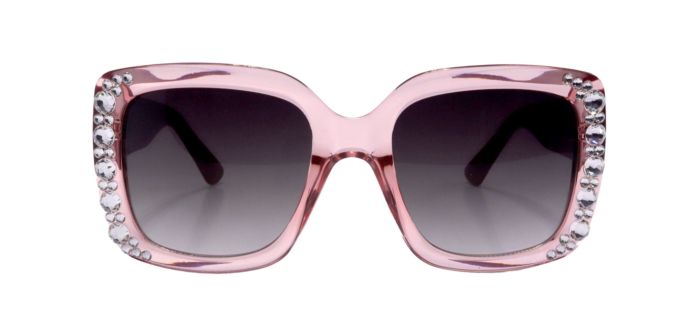 Minnie, (Bling) Women Sunglasses W (Hematite) Genuine European Crystals  100% UV Protection, Polka dot Translucent Clear, NY Fifth Avenue.