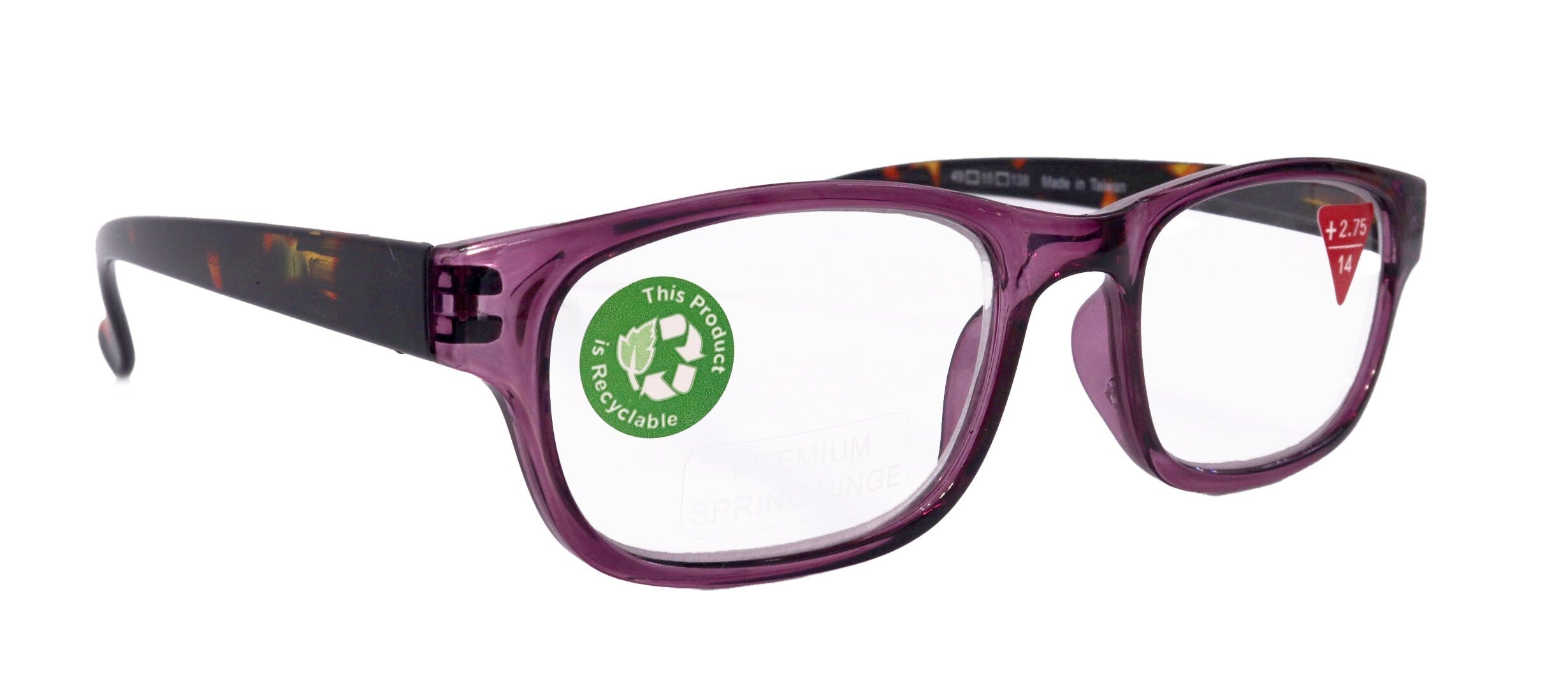 Jade, Premium Reading Glasses High End Reading Glass +1.25 to +6.00 magnifying glasses, Square. Purple optical Frames