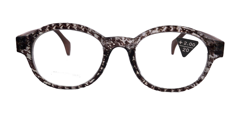 The Alchemist, (Premium) Reading Glasses, High End Readers, Magnifying Eyeglasses, (Brown Translucent) (Round) (Houndstooth) NY Fifth Avenue