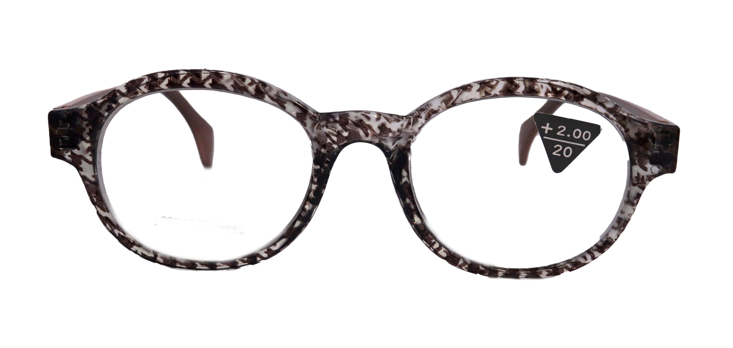 The Alchemist, (Premium) Reading Glasses, High End Readers, Magnifying Eyeglasses, (Brown Translucent) (Round) (Houndstooth) NY Fifth Avenue