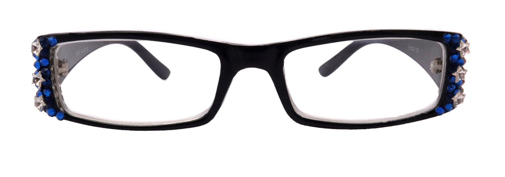 Freedom Shine, (Bling) (Fleur De Lis) Women Reading Glasses W  Genuine European Crystals  (Black)  NY Fifth Avenue