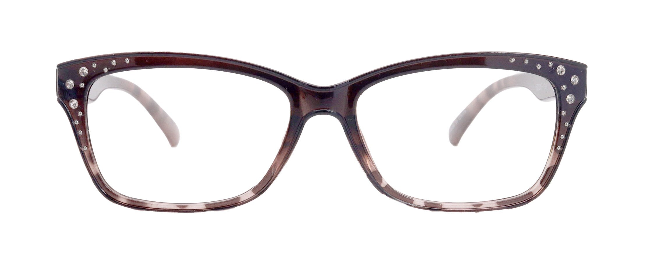 Miriam (Premium) Reading Glasses, High End Readers, Magnifying Glasses (Square) Women Rhinestone bling (Brown) NY Fifth Avenue