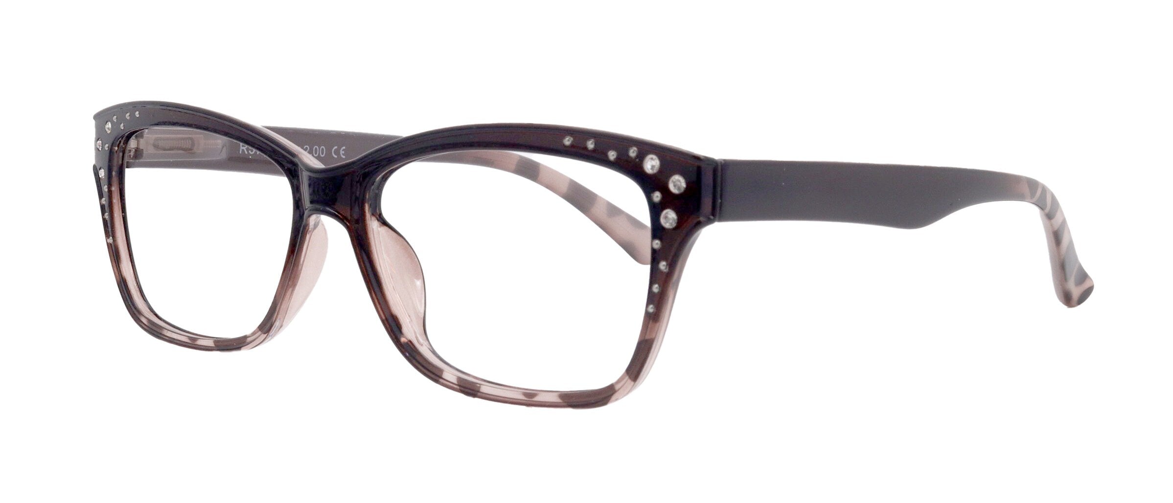 Miriam (Premium) Reading Glasses, High End Readers, Magnifying Glasses (Square) Women Rhinestone bling (Brown) NY Fifth Avenue