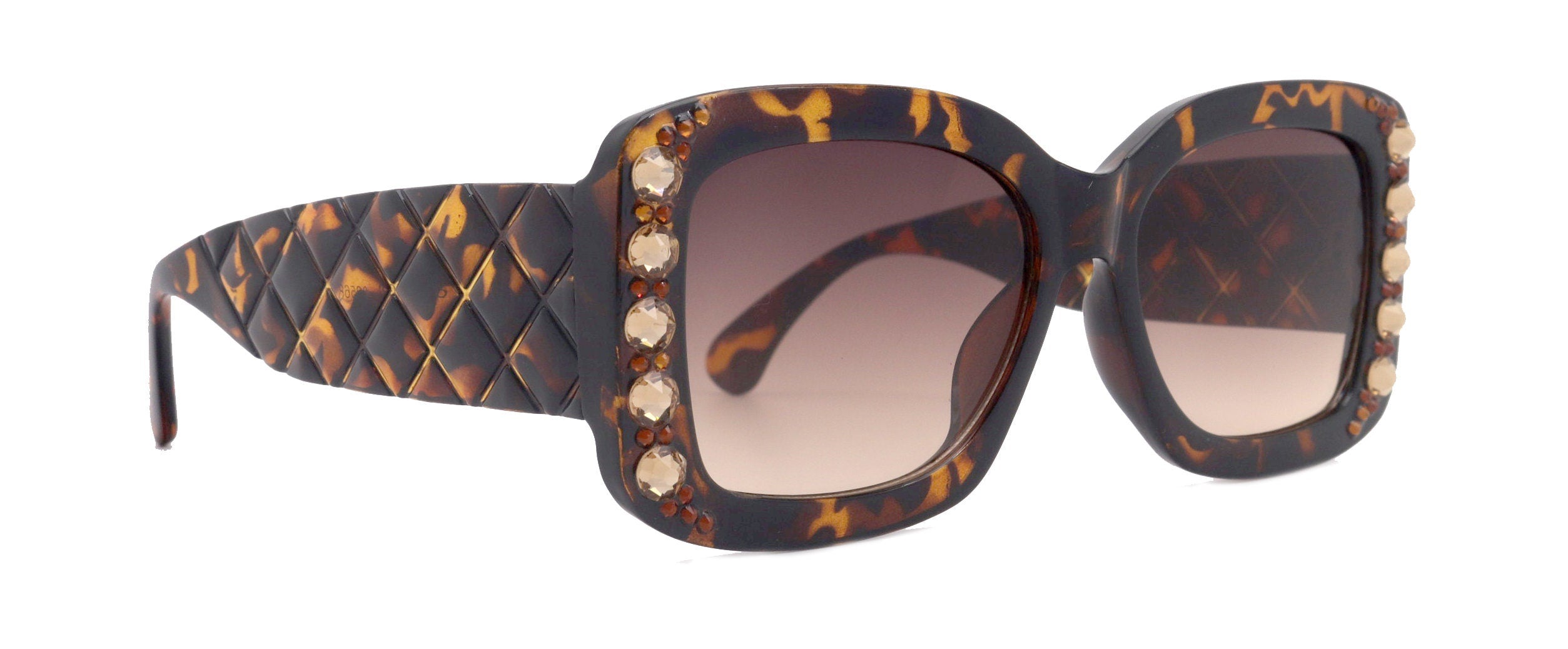 Tokyo, (Bling) Large Women Reading Glasses (Brown)  (SV , Line Bifocal, Sun Readers, No Line Bifocals Progressive)
