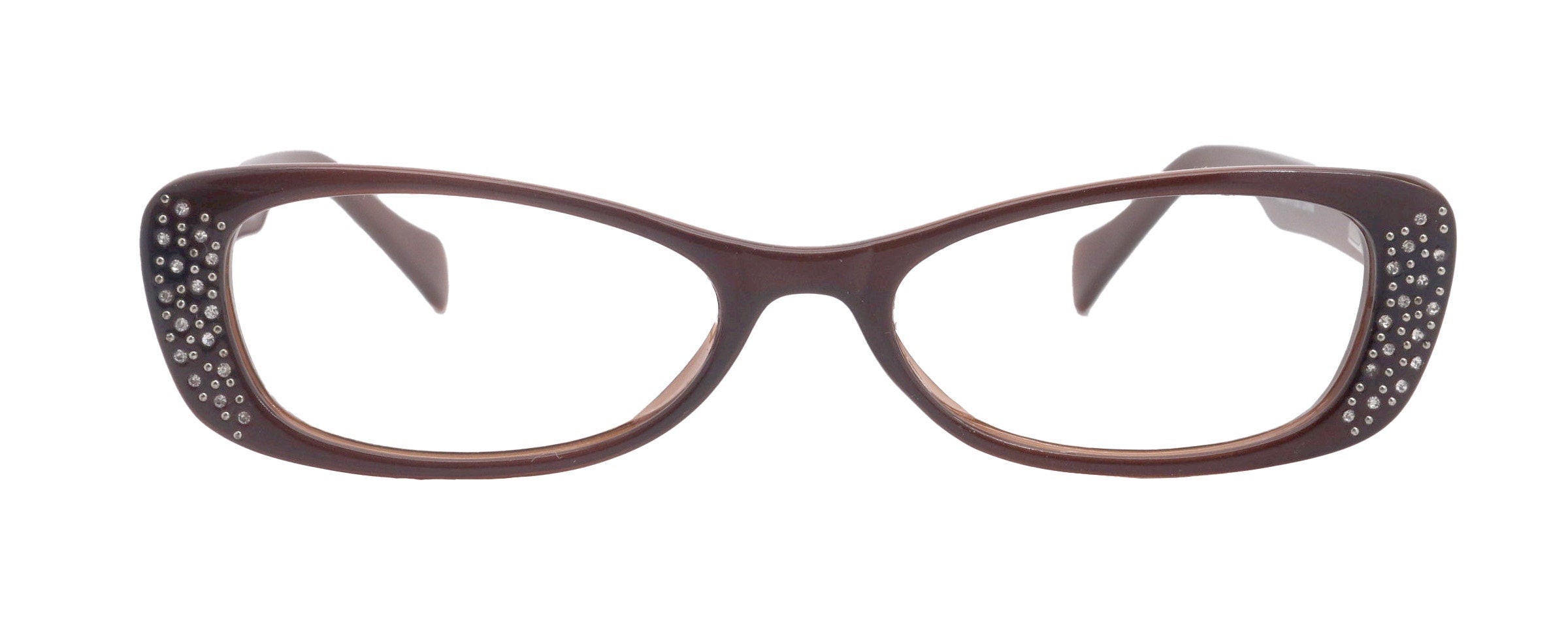 Premium Reading Glasses High End Reading Glass,  Small Frame Brown  +1.25 to +3.00 magnifying glasses, Cat Eye. optical Frames