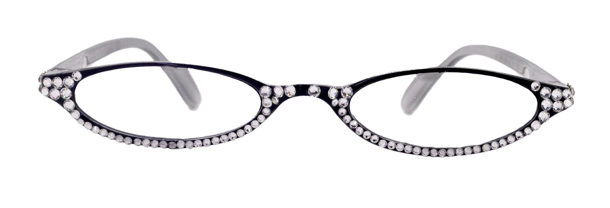 The Marvelous, (Bling) Women Reading Glasses W (Full Bottom) (Clear) European Crystals (Black) +1.50..+3.00 Lower Nose, NY Fifth Avenue