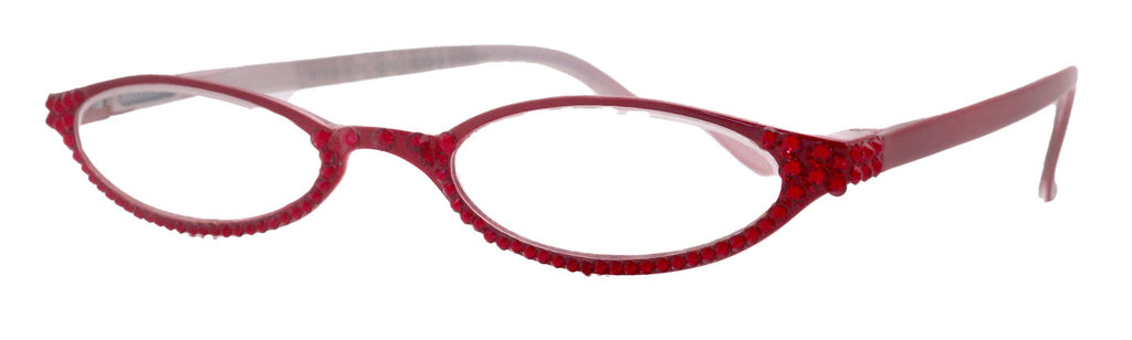 The Marvelous, (Bling) Women Reading Glasses W (Full Bottom) (L. Siam) European Crystals (Red) (fairy godmother) Lower Nose, NY Fifth Avenue