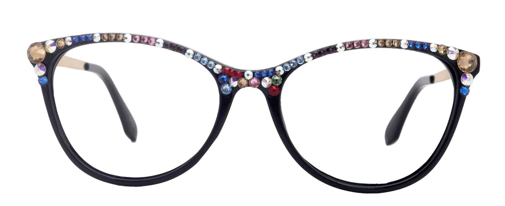 Cattitude Bling Reading Glasses 4 Women W Multi Color Genuine European Crystals, Magnifying Cat Eye  NY Fifth Avenue