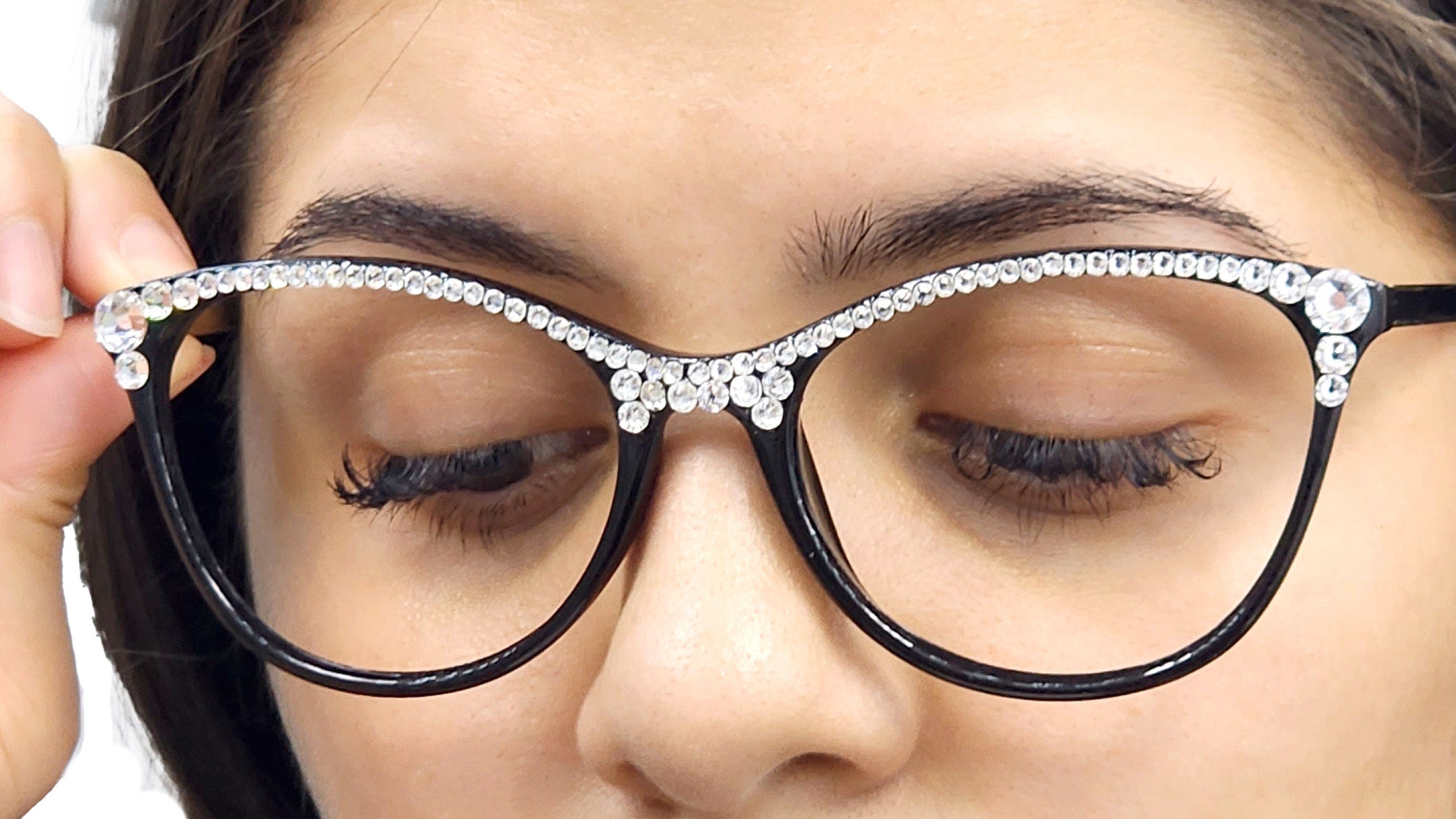 Cattitude Bling Reading Glasses 4 Women W Clear on Top Genuine European Crystals, Magnifying Cat Eye  NY Fifth Avenue