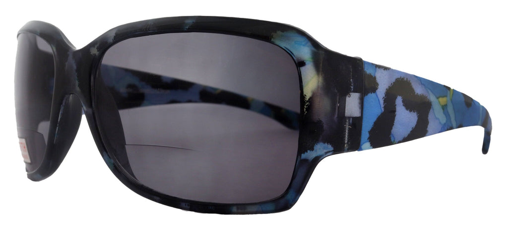 Lourdes, High-End Line Bifocal (Clear On Top) Sun Readers for Women  Readers Sunglasses ( Blue with black) NY Fifth Avenue
