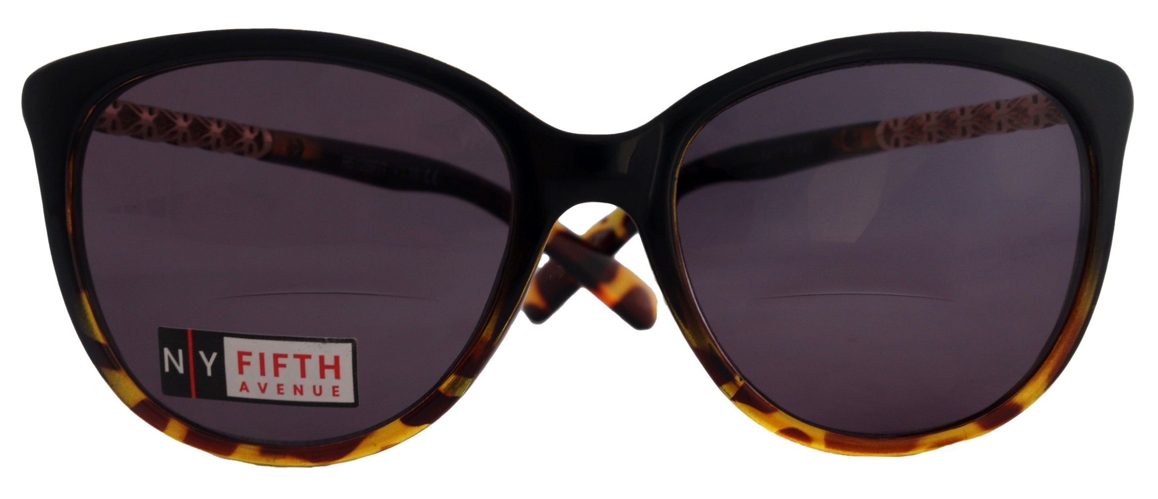 Iris, High-End Line Bifocal (Clear On Top) Sun Readers for Women OR Non-Bifocal Readers Sunglasses (Black W Tortoiseshell  ) NY Fifth Avenue
