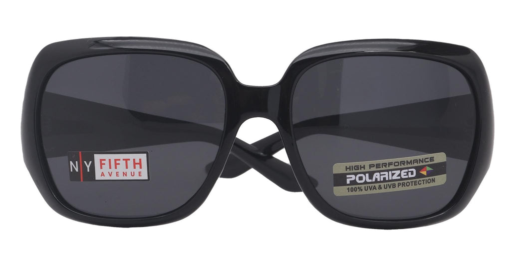 Polarized Women Sunglasses, 1.1mm Polarized Grey Lenses, 100% UVA UVB Protection (Black, Square)  NY Fifth Avenue