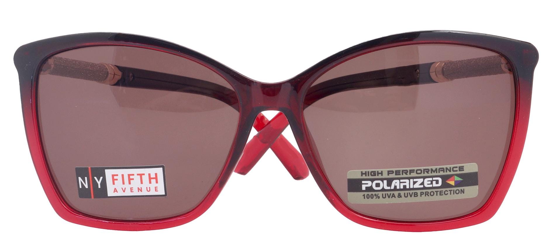 Andalusia, (Polarized) Women Sunglasses, 1.1mm Polarized L. Grey Lenses, 100% UVA-B Protection (Two tone Red) (Rose Gold) NY Fifth Avenue